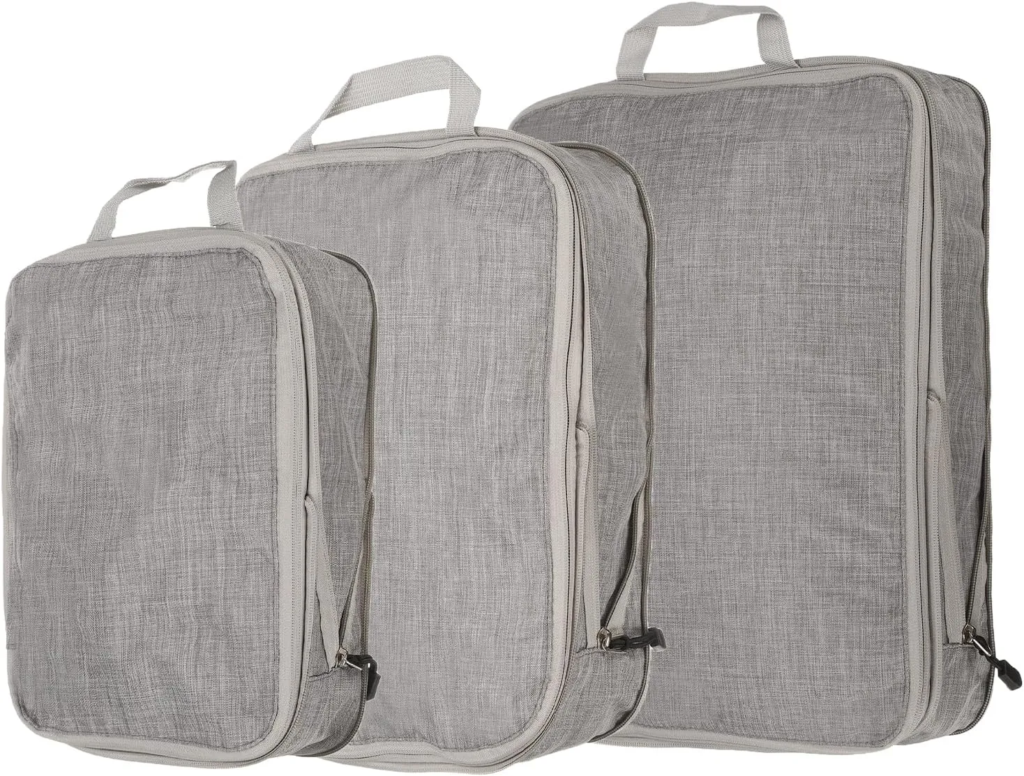 HARFINGTON 3pcs Compression Packing Cube for Suitcases Lightweight Luggage Organizers Bag Travel Essentials Compression Bags for Carry on Suitcases, Frosted Grey