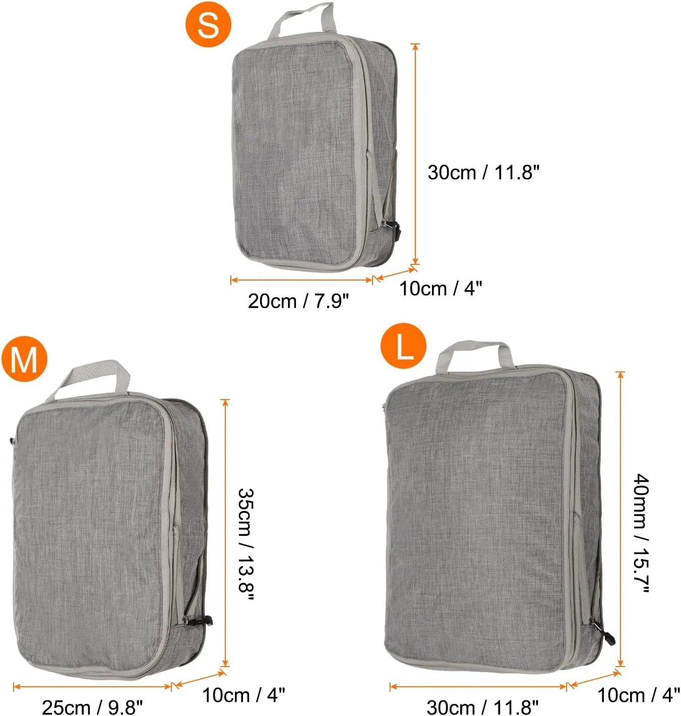 HARFINGTON 3pcs Compression Packing Cube for Suitcases Lightweight Luggage Organizers Bag Travel Essentials Compression Bags for Carry on Suitcases, Frosted Grey