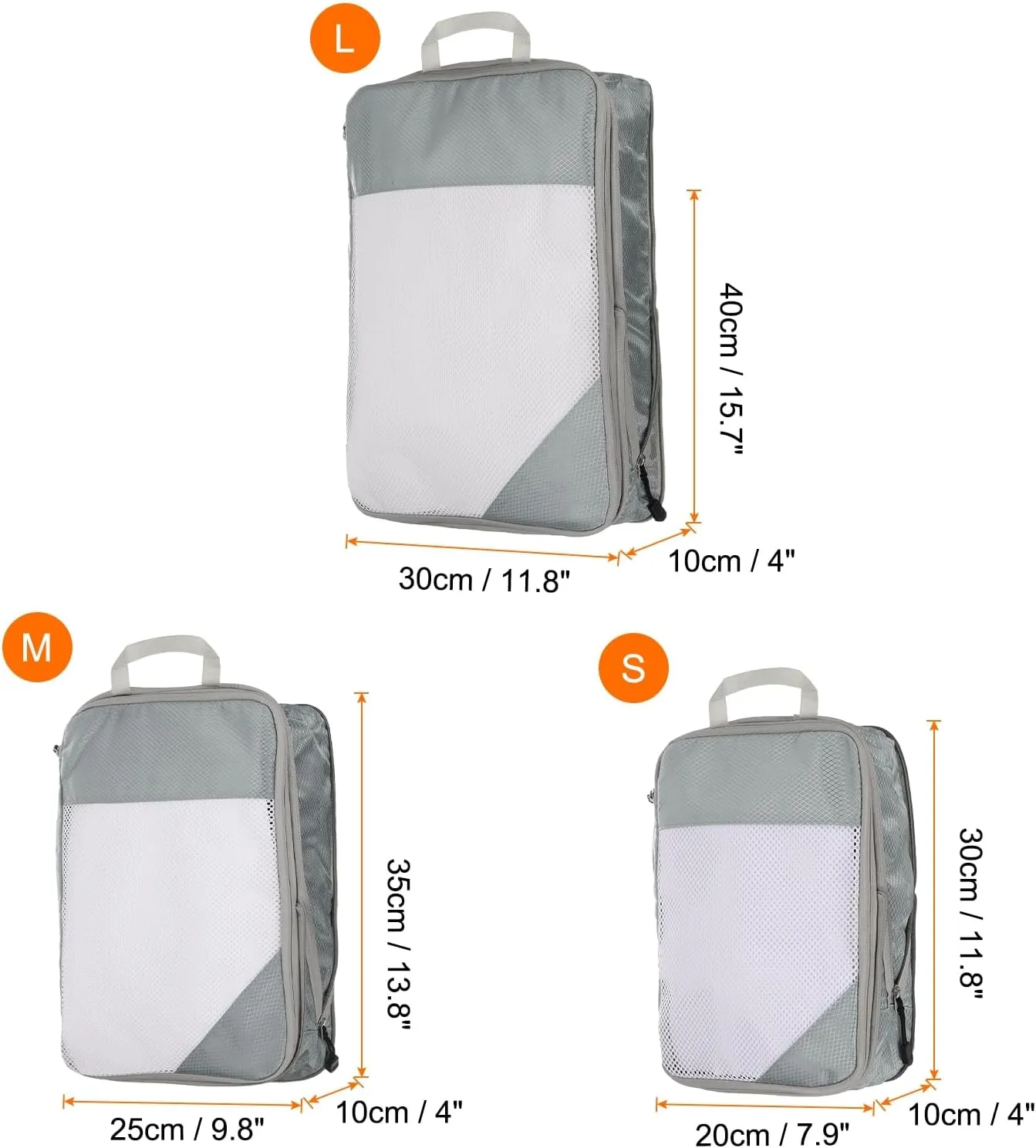 HARFINGTON 3pcs Compression Packing Cube for Suitcases Lightweight Luggage Organizers Bag Travel Essentials Compression Bags for Carry on Suitcases, Grey