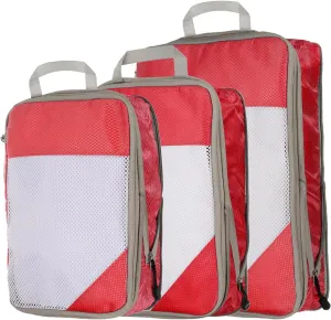 HARFINGTON 3pcs Compression Packing Cube for Suitcases Lightweight Luggage Organizers Bag Travel Essentials Compression Bags for Carry on Suitcases, Red