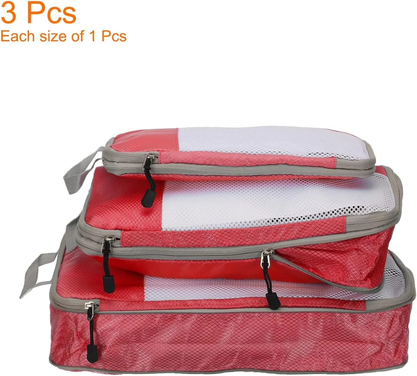 HARFINGTON 3pcs Compression Packing Cube for Suitcases Lightweight Luggage Organizers Bag Travel Essentials Compression Bags for Carry on Suitcases, Red