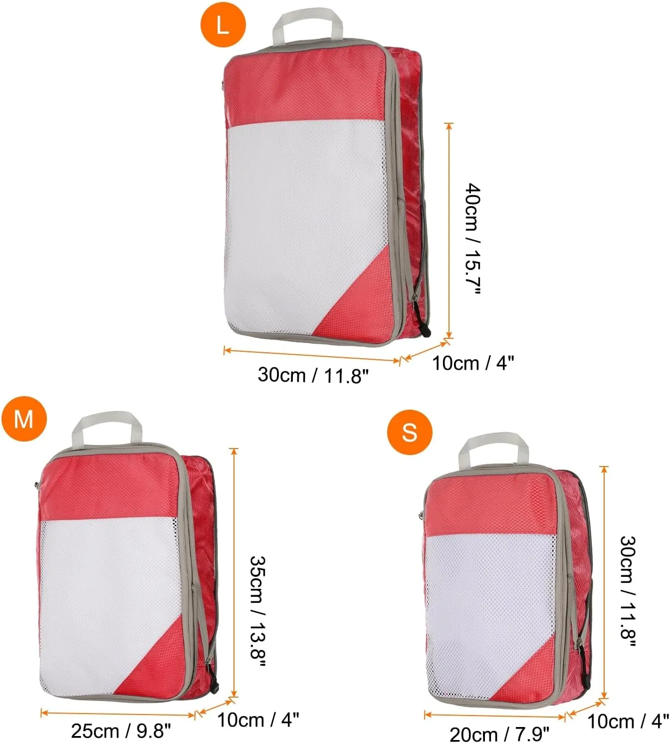 HARFINGTON 3pcs Compression Packing Cube for Suitcases Lightweight Luggage Organizers Bag Travel Essentials Compression Bags for Carry on Suitcases, Red