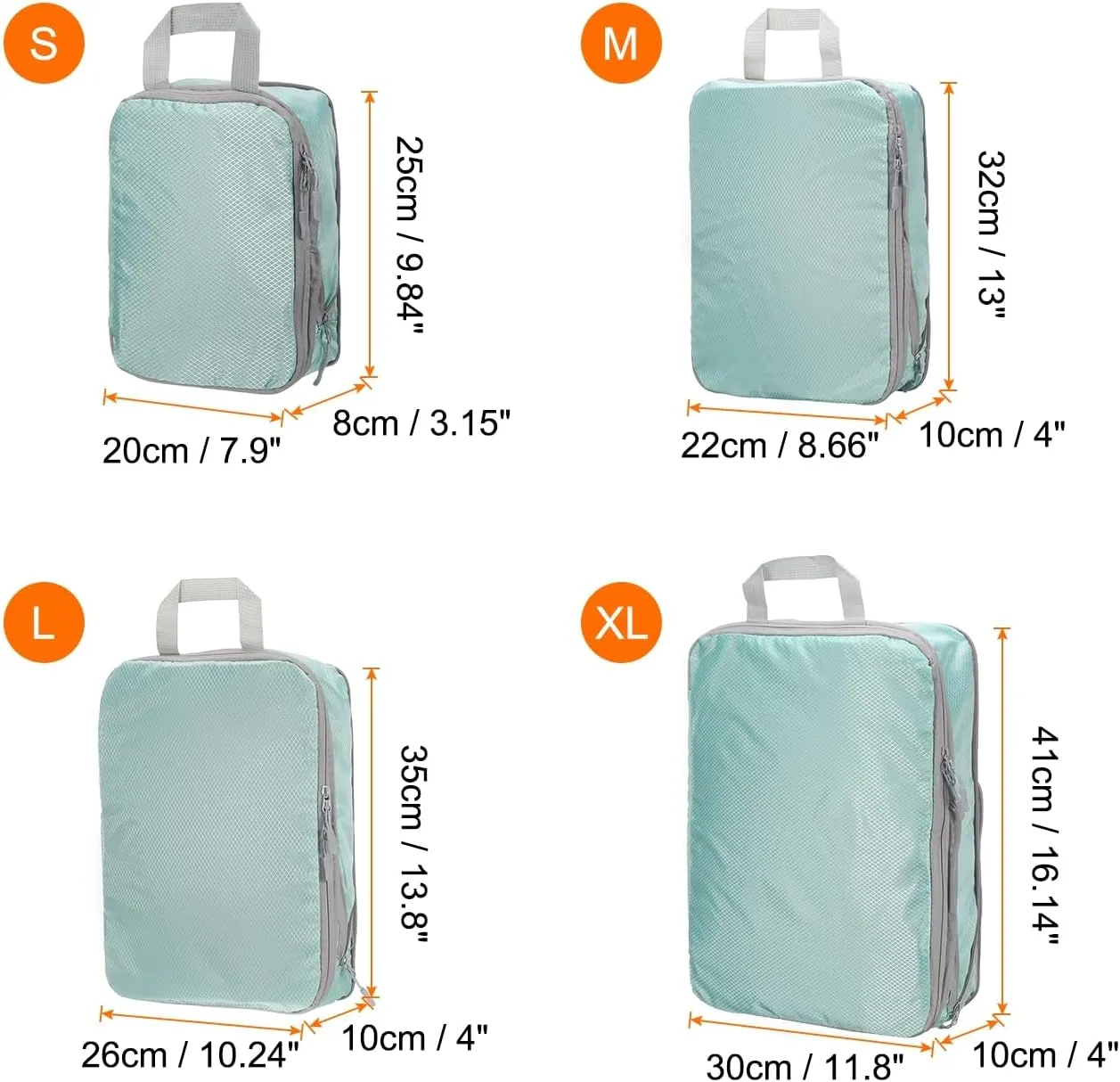 HARFINGTON 4pcs Compression Packing Cube for Suitcases Lightweight Luggage Organizers Bag Expandable Storage Travel Essentials Compression Bags for Carry on Suitcases, Blue