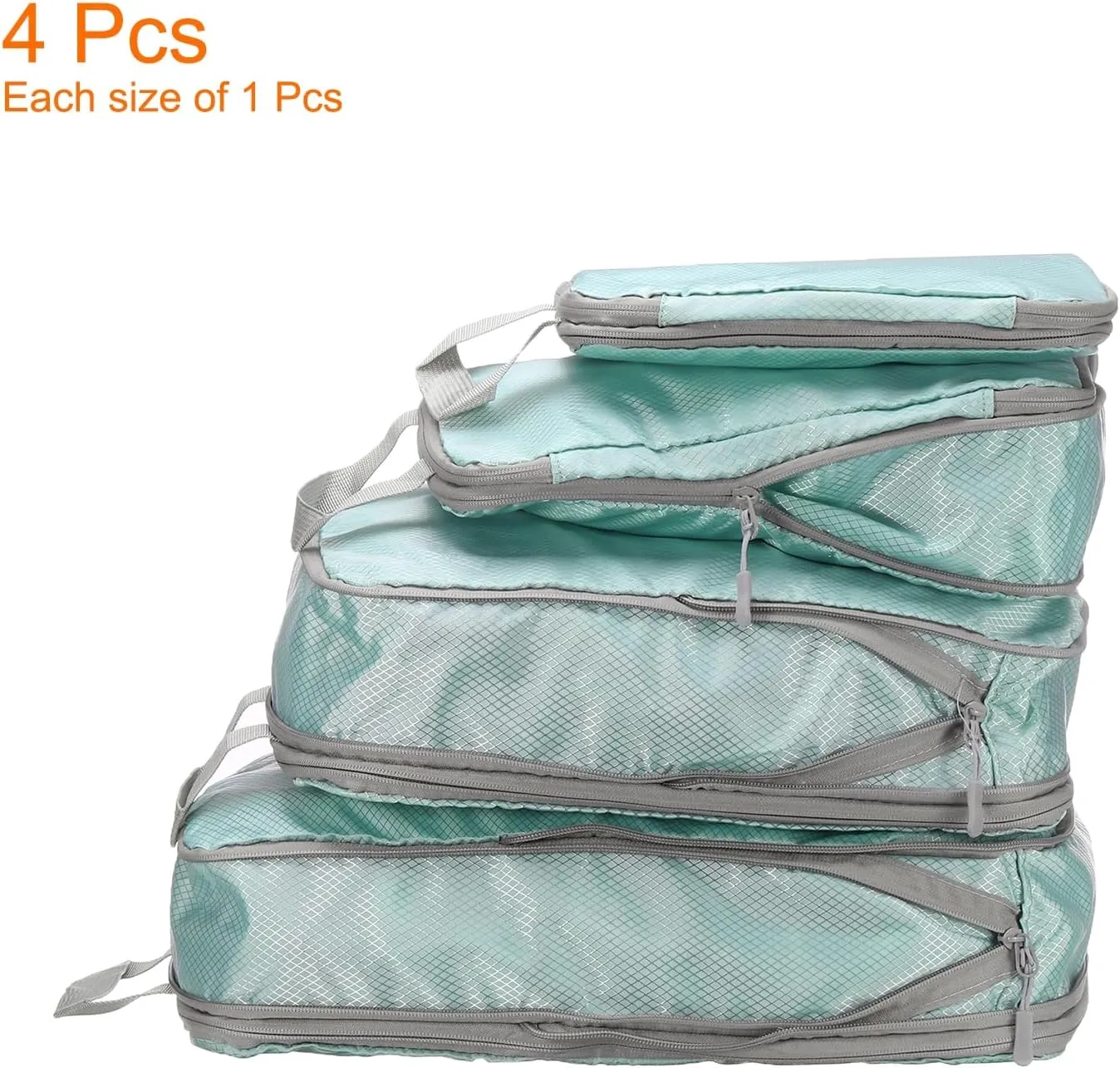 HARFINGTON 4pcs Compression Packing Cube for Suitcases Lightweight Luggage Organizers Bag Expandable Storage Travel Essentials Compression Bags for Carry on Suitcases, Blue