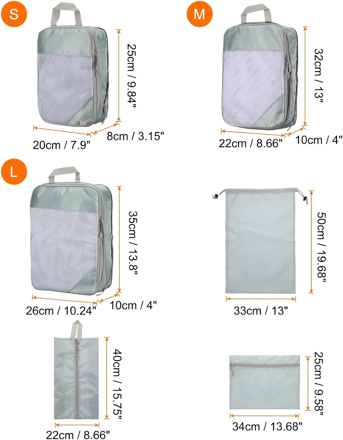 HARFINGTON 6pcs Compression Packing Cube for Suitcases Lightweight Luggage Organizers Bag Expandable Storage Travel Essentials Compression Bags for Carry on Suitcases, Grey