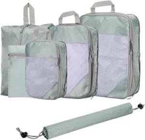 HARFINGTON 6pcs Compression Packing Cube for Suitcases Lightweight Luggage Organizers Bag Expandable Storage Travel Essentials Compression Bags for Carry on Suitcases, Grey