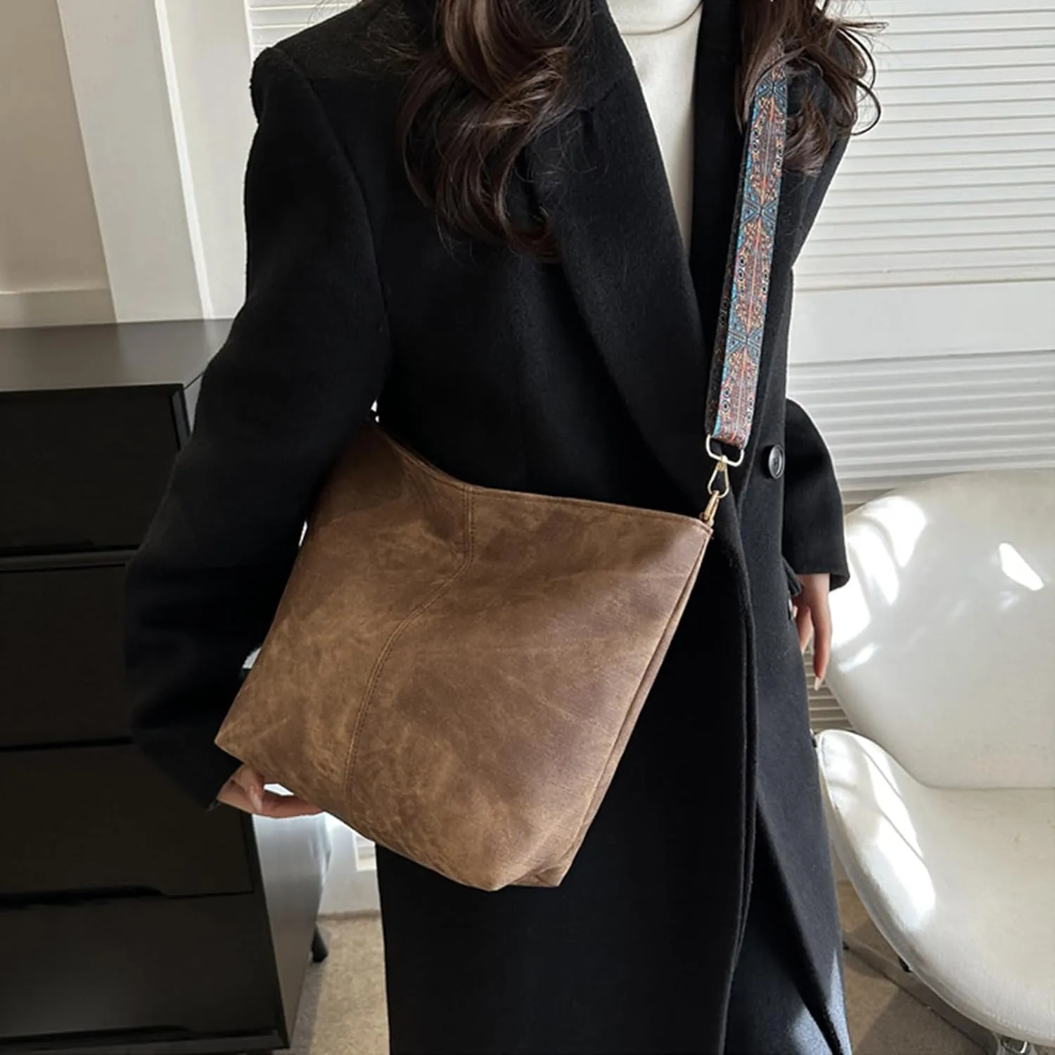 Hobo Bag for Women Large Fashion Crossbody Bag Top Handle Trendy Shoulder Bag Purse Handbag Travel Bucket Tote Bag