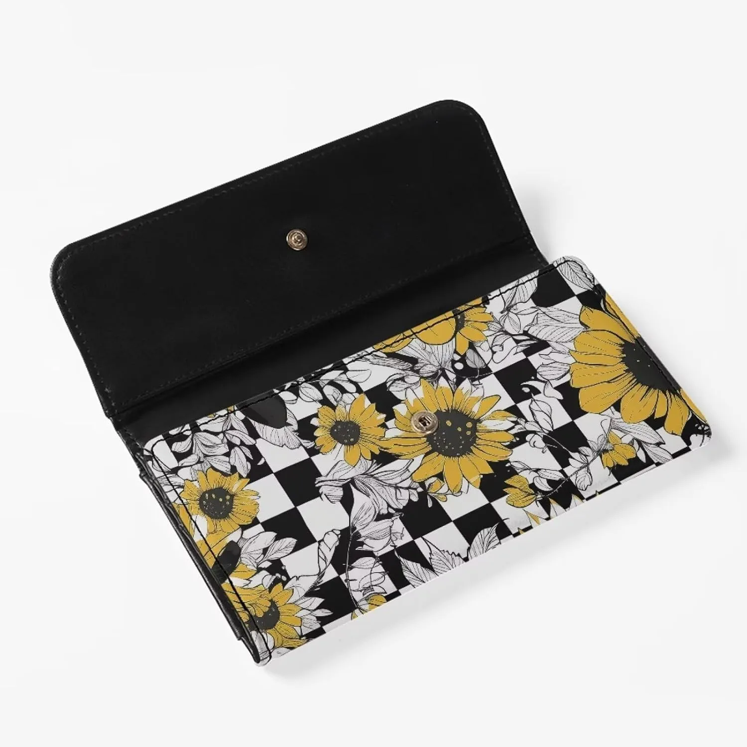 Howilath Adorable Panda Sunflower Printed Women Trifold Wallet Large Capacity Credit Card Holder Organizer Clutch Purse Travel Money Bags