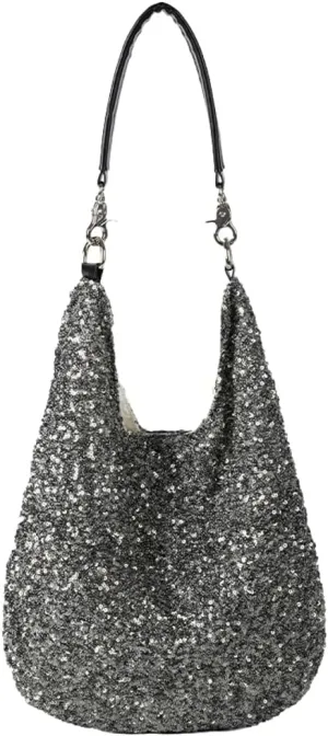 Hycurey Glitter Sequin Tote Bag for Women Lightweight Sparkle Shoulder Bag with Large Capacity Shiny Underarm Hobo Bags