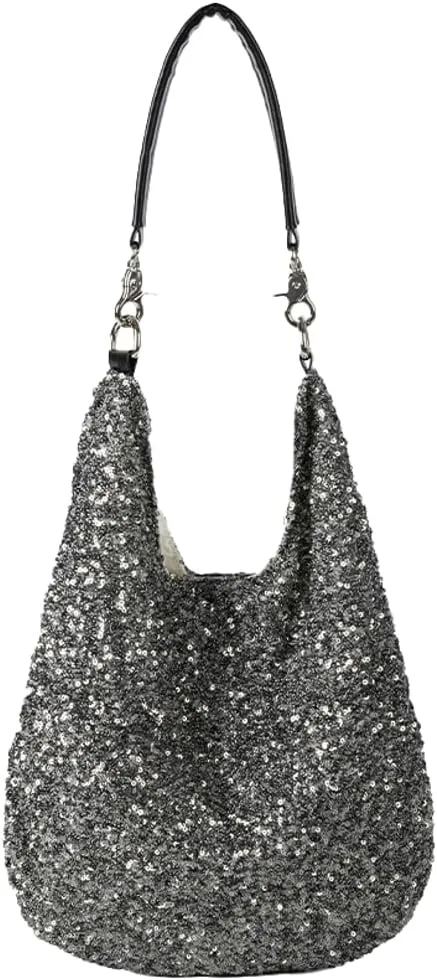 Hycurey Glitter Sequin Tote Bag for Women Lightweight Sparkle Shoulder Bag with Large Capacity Shiny Underarm Hobo Bags