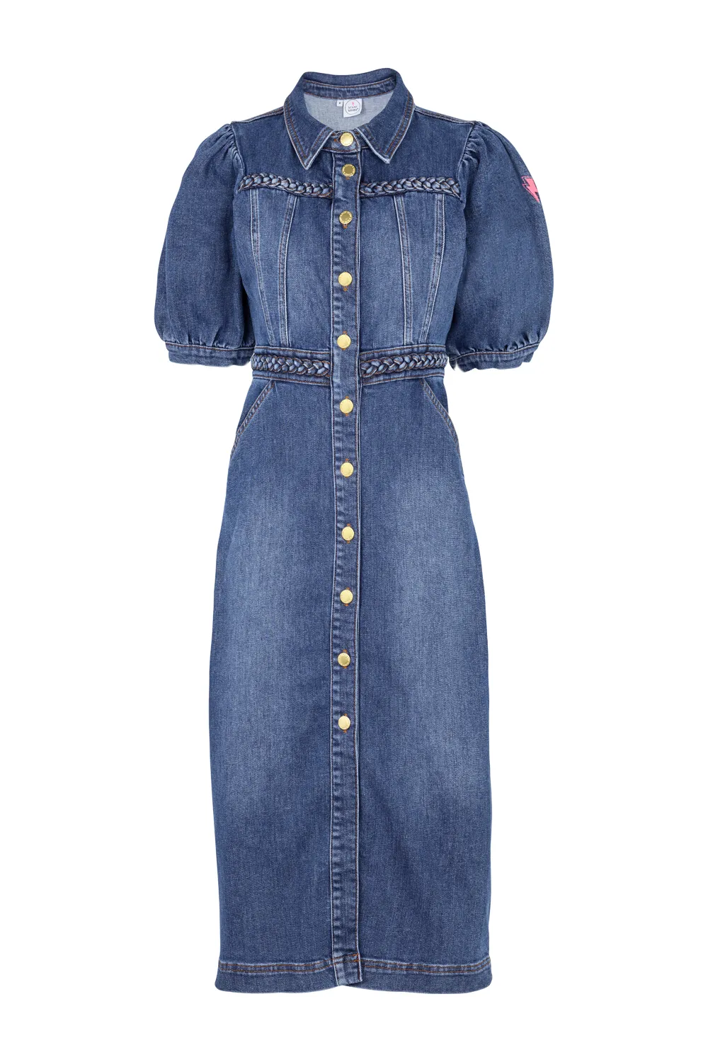 Indigo Plait Detail Denim Dress