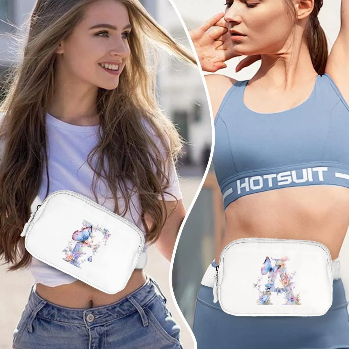 Initail Letter Personalized Belt Bag Cute Crossbody Bags for Women Fashion Waist Packs Letter A-T Waterproof Running Workout Hiking Travel Fanny Pack,F