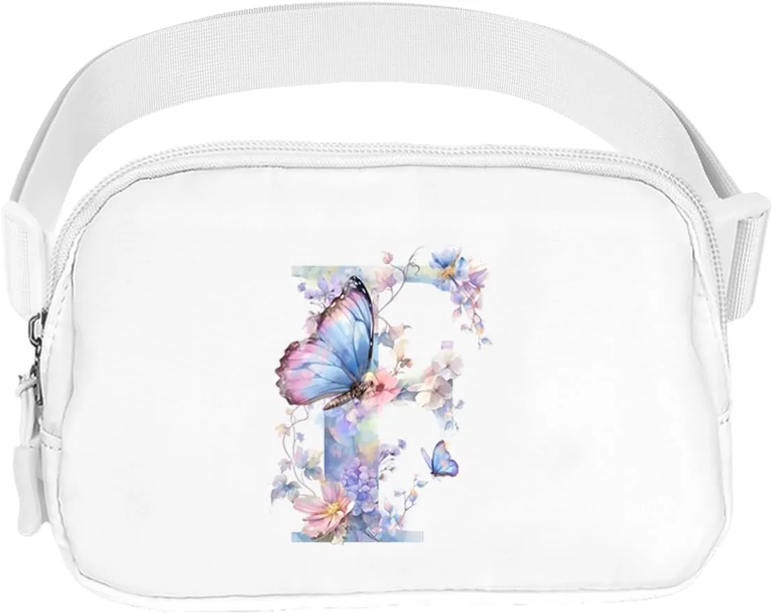 Initail Letter Personalized Belt Bag Cute Crossbody Bags for Women Fashion Waist Packs Letter A-T Waterproof Running Workout Hiking Travel Fanny Pack,F