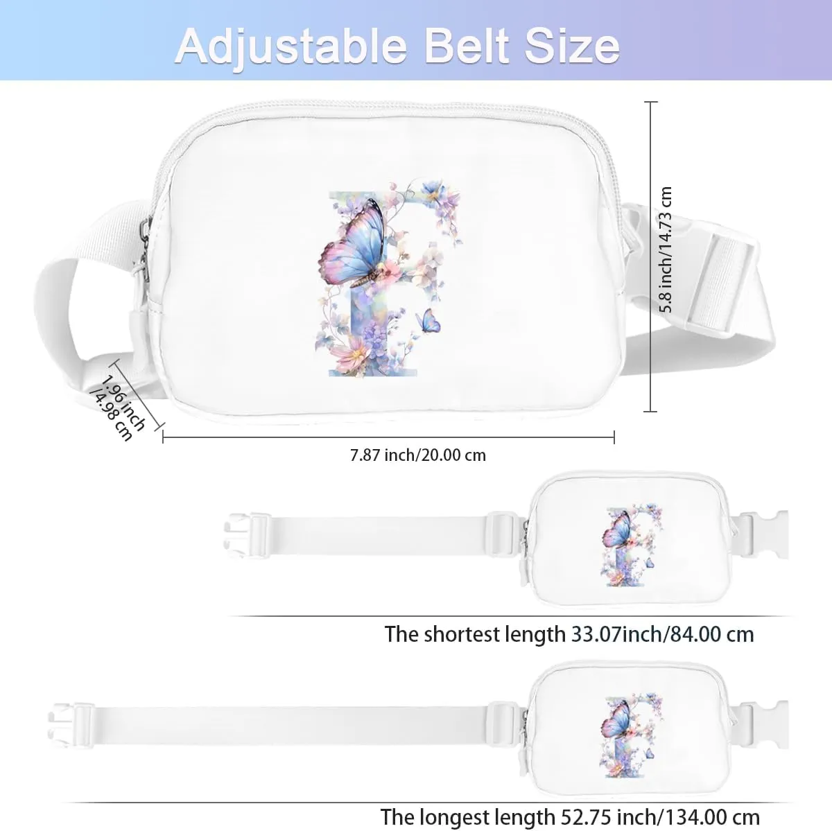 Initail Letter Personalized Belt Bag Cute Crossbody Bags for Women Fashion Waist Packs Letter A-T Waterproof Running Workout Hiking Travel Fanny Pack,F