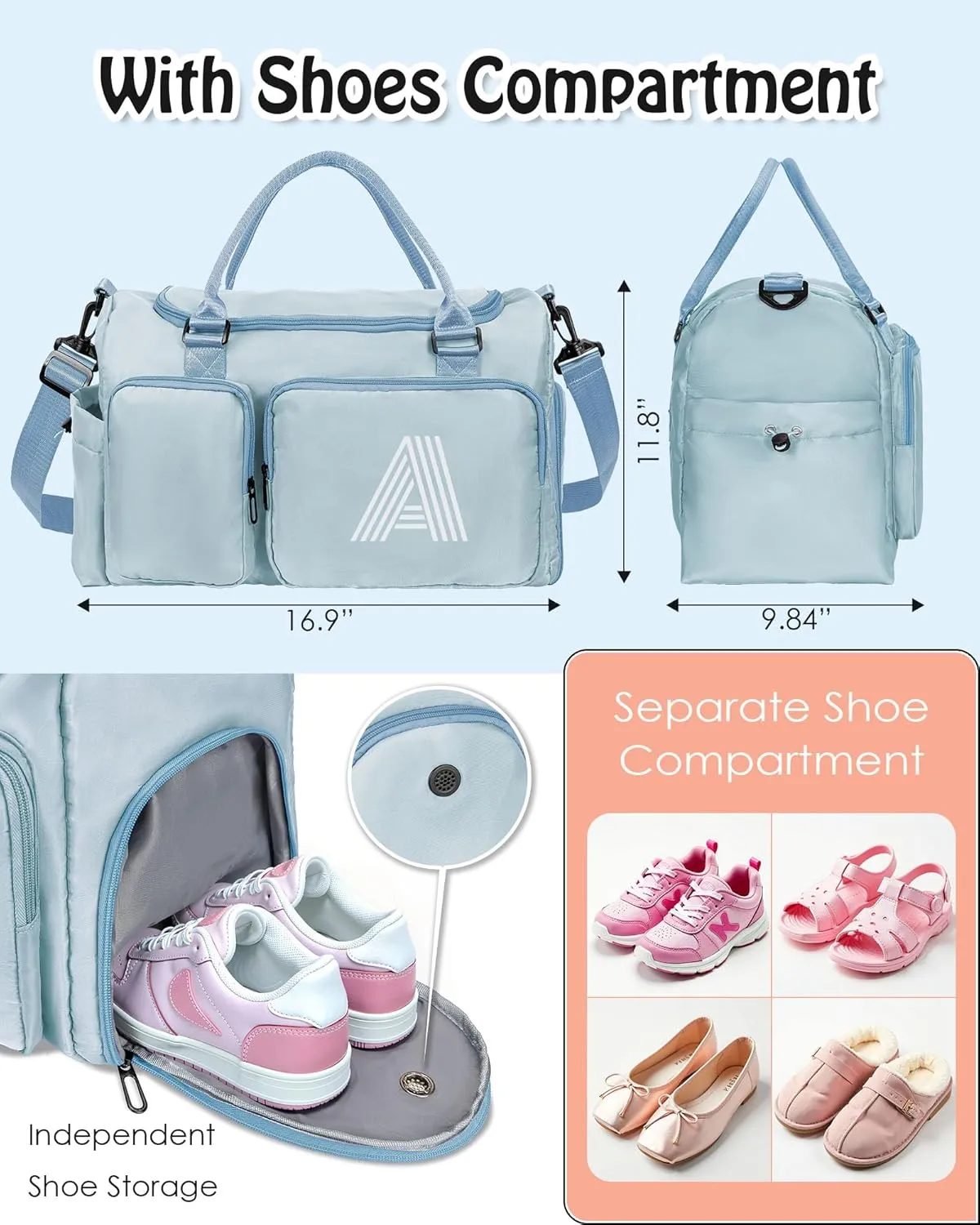 Initial Travel Duffel Bag, Personalized Weekender Bag, Monogram Overnight Bag Gift for women,Birthday Gifts Personalized Gifts Bridesmaid Gifts