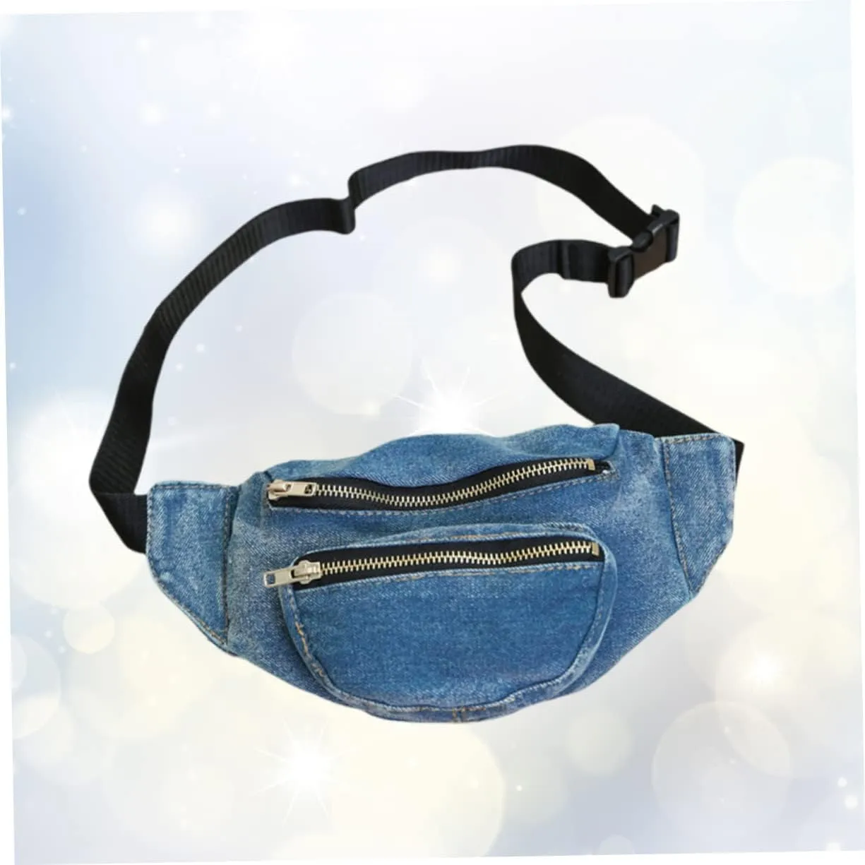 Jean Fanny Pack for Women Lightweight Denim Pouch Elastic Waistband Crossbody Pouch Dark Blue Waist Bag