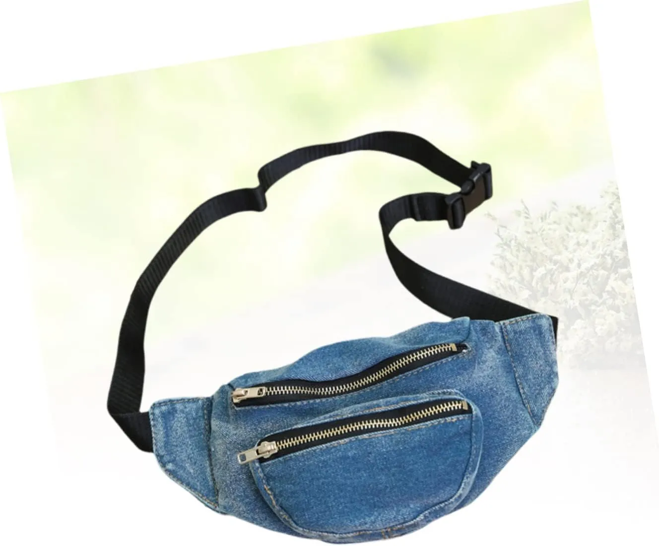 Jean Fanny Pack for Women Lightweight Denim Pouch Elastic Waistband Crossbody Pouch Dark Blue Waist Bag