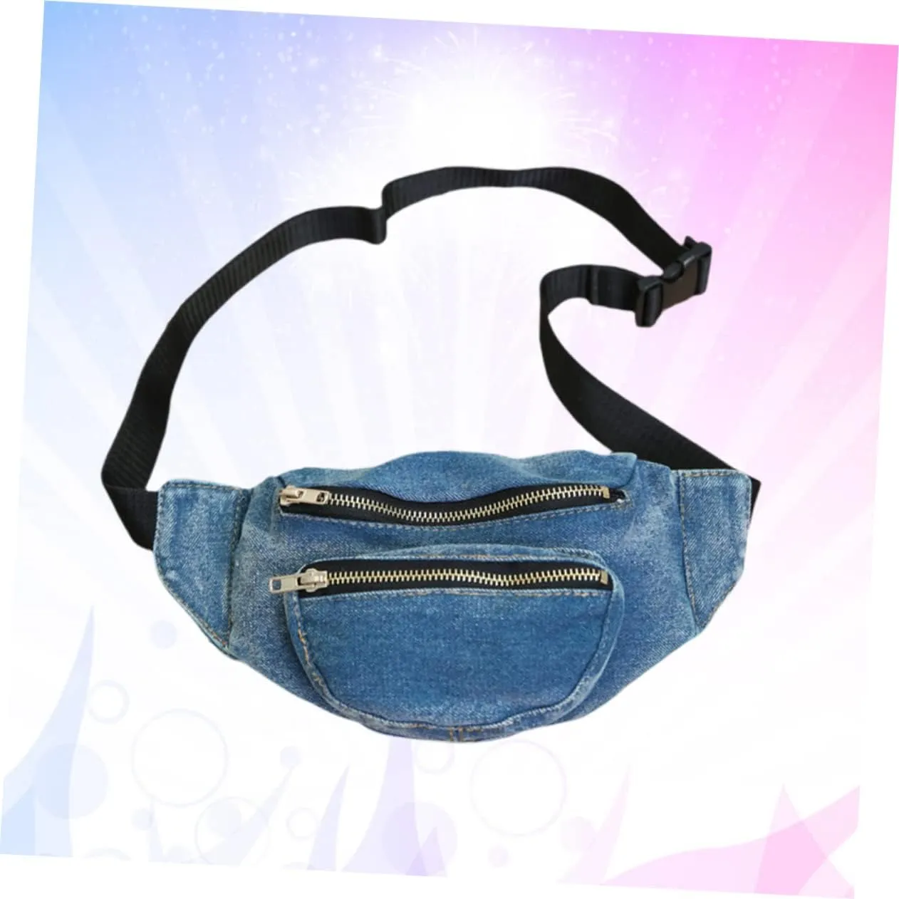 Jean Fanny Pack for Women Lightweight Denim Pouch Elastic Waistband Crossbody Pouch Dark Blue Waist Bag