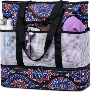 JIANYA Beach Bag XL Women Waterproof Beach Tote Pool Bags with Cooler Sandproof Beach Essentials for Beach Vacation Travel