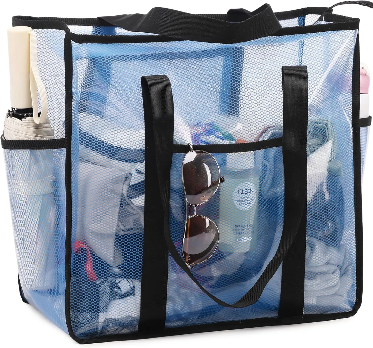JIANYA Clear Tote Bag Beach Bags for Women Large Waterproof Sandproof Tip-proof Shoudler Tote Bag Swim Pool Bag