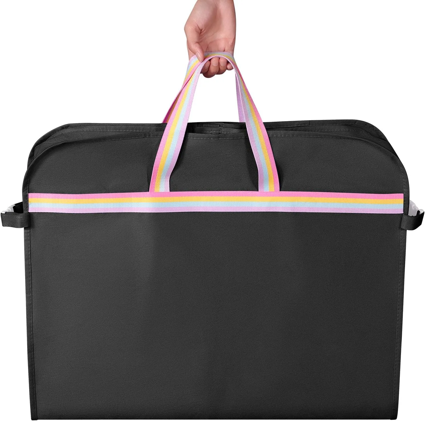 Kids Garment Bags for Dance Costumes, 40" Dance Costume Garment Bag for Dance Competition with Multi Pockets and Rainbow Handles Perfect for Dance Recitals and Practice, Black