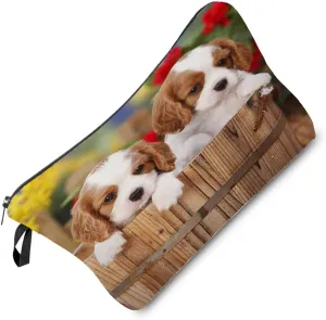 King Charles Spaniel Makeup Bag Adorable Puppy Organizer Zipper Pouch King Charles Spaniel Cosmetic Bag Present for Dog Lovers Dog Mom Women