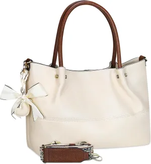 KITATU Vegan Leather Satchel Shoulder Bags Large Capacity Tote Crossbody Handbag for Women with Detachable Purse and Strap