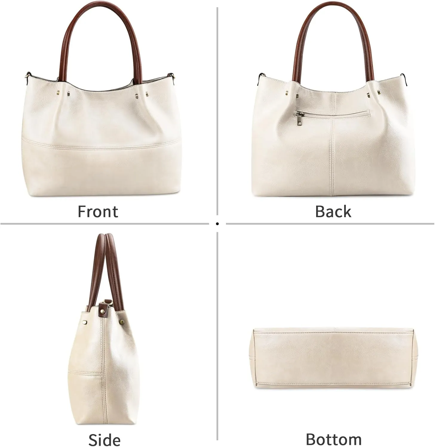 KITATU Vegan Leather Satchel Shoulder Bags Large Capacity Tote Crossbody Handbag for Women with Detachable Purse and Strap