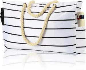 KUAK Beach Bag, Large Beach Bags for Women Waterproof Sandproof Beach Tote Bag with Zipper and Pockets for Pool Family