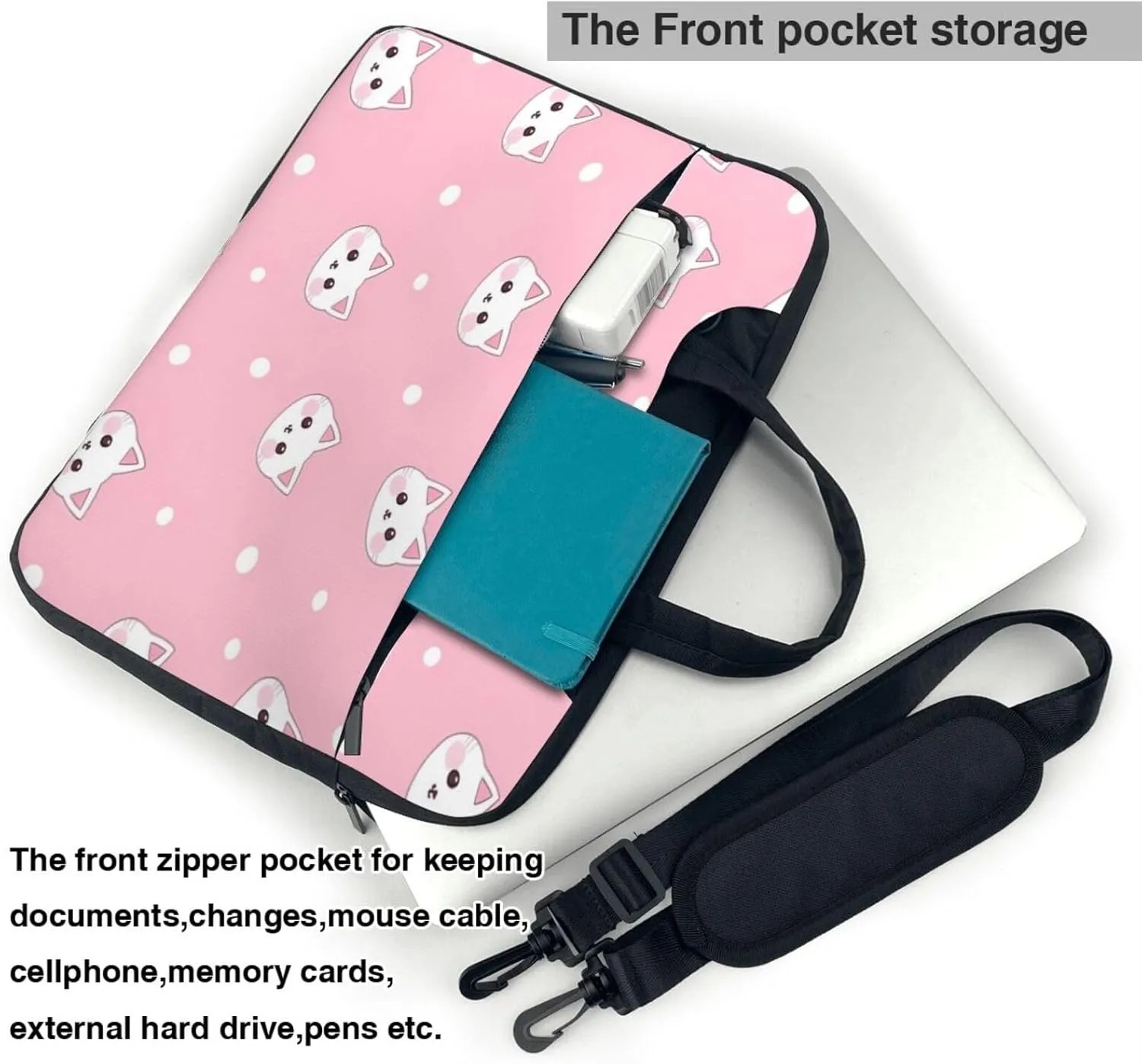 Laptop Bag Case Cute Adorable Cat Head Computer Messenger Shoulder Bag Laptop Sleeve Briefcase