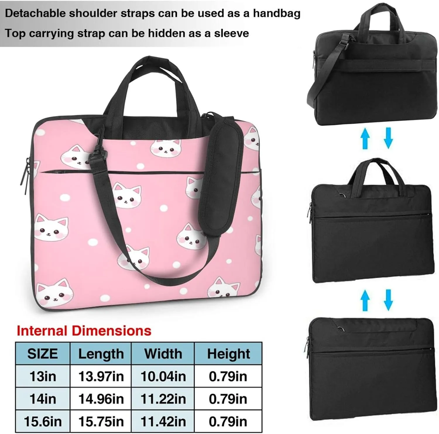 Laptop Bag Case Cute Adorable Cat Head Computer Messenger Shoulder Bag Laptop Sleeve Briefcase