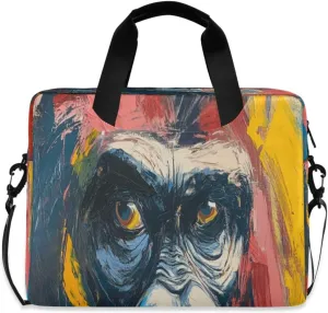 Laptop Bag for Women - Fits 16 inch with Laptop Compartment Carrying Messenger Sleeve with Strap Professional Fashion Travel Purse for Business Office Bag Chimpanzee Colour