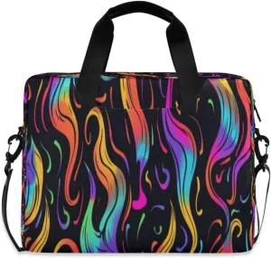 Laptop Bag for Women - Fits 16 inch with Laptop Compartment Carrying Messenger Sleeve with Strap Professional Fashion Travel Purse for Business Office Bag Colored Neon Flame