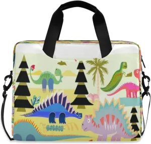 Laptop Bag for Women - Fits 16 inch with Laptop Compartment Carrying Messenger Sleeve with Strap Professional Fashion Travel Purse for Business Office Bag Dinosaurs