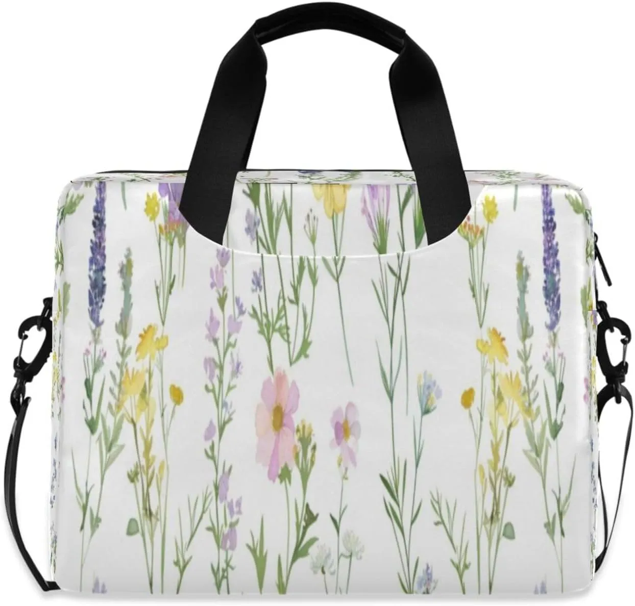 Laptop Bag for Women - Fits 16 inch with Laptop Compartment Carrying Messenger Sleeve with Strap Professional Fashion Travel Purse for Business Office Bag Floral