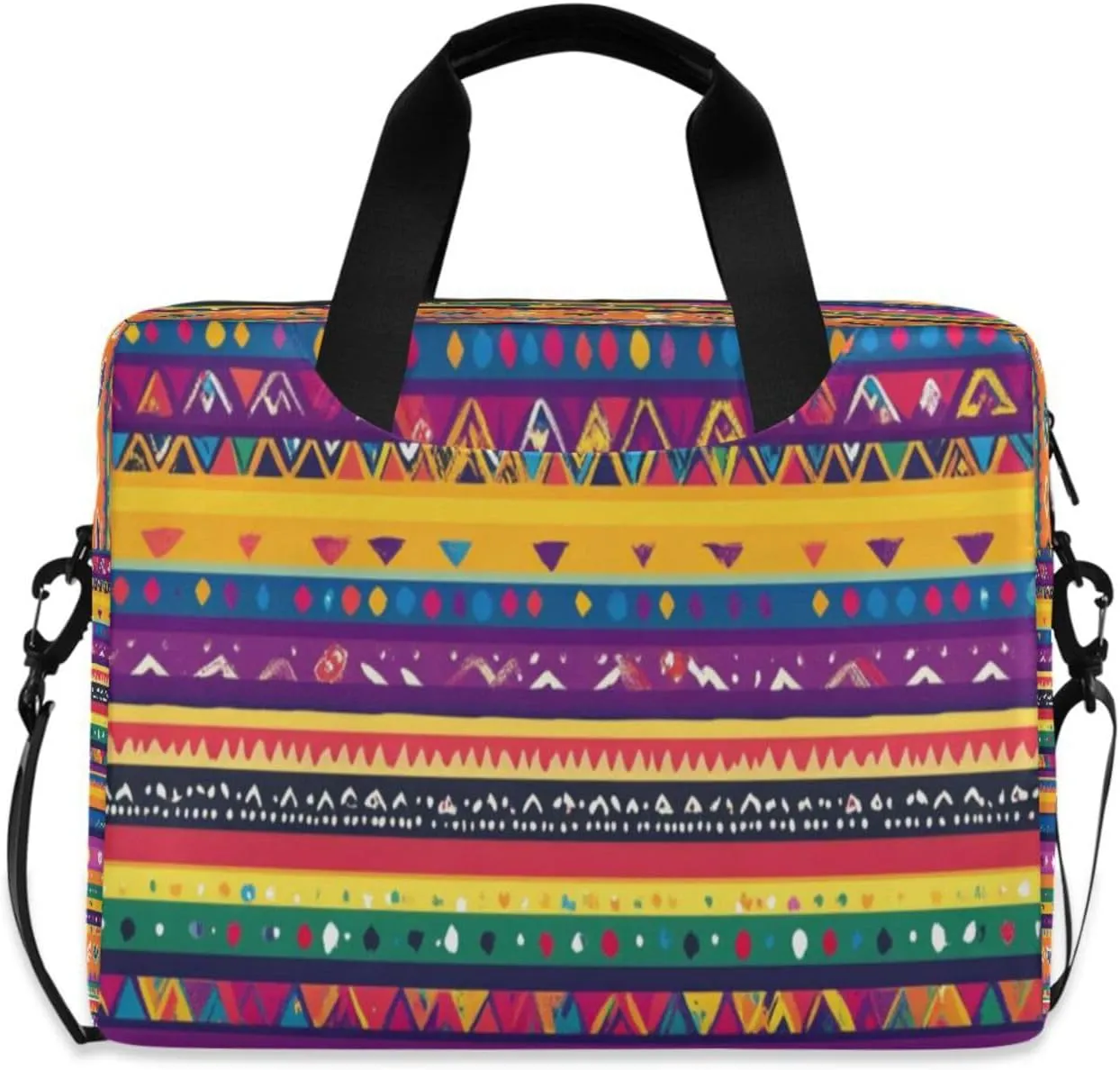 Laptop Bag for Women - Fits 16 inch with Laptop Compartment Carrying Messenger Sleeve with Strap Professional Fashion Travel Purse for Business Office Bag Mexican Colored Stripes