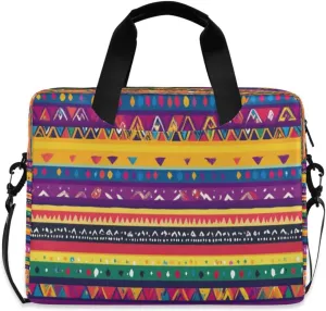 Laptop Bag for Women - Fits 16 inch with Laptop Compartment Carrying Messenger Sleeve with Strap Professional Fashion Travel Purse for Business Office Bag Mexican Colored Stripes