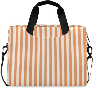 Laptop Bag for Women - Fits 16 inch with Laptop Compartment Carrying Messenger Sleeve with Strap Professional Fashion Travel Purse for Business Office Bag Orange Pinstripe