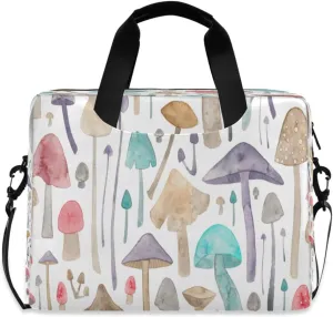 Laptop Bag for Women - Fits 16 inch with Laptop Compartment Carrying Messenger Sleeve with Strap Professional Fashion Travel Purse for Business Office Bag Watercolor Mushroom