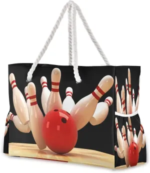 Large Beach Bag Tote, Sport Bowling Ball Beach bags Waterproof Large Pool Bag Shoulder Travel Tote Bags With Zipper for Women Gym