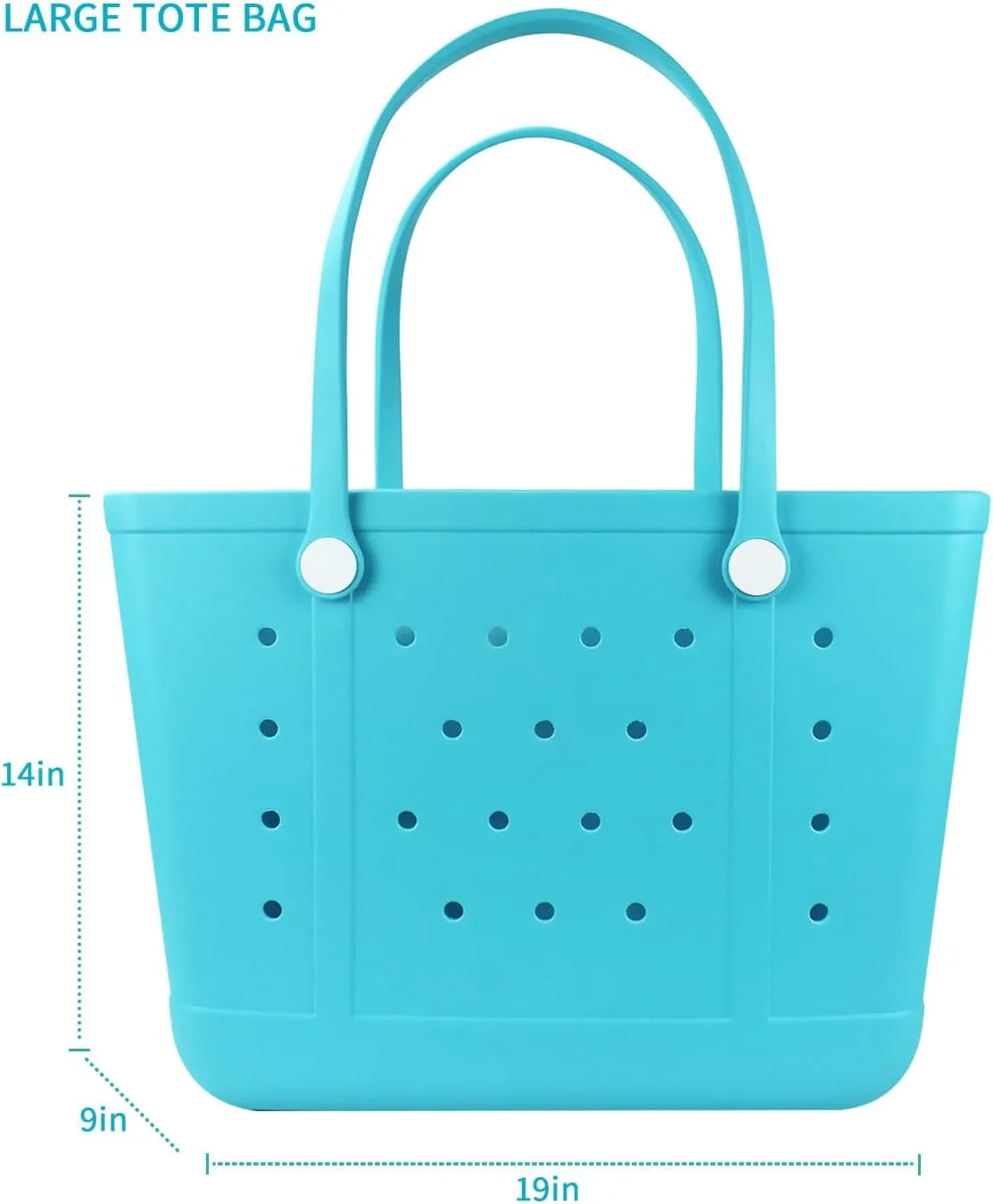 Large Open Rubber Tote Bag, Washable Beach Bags Waterproof Sandproof, Portable Outdoor Tote