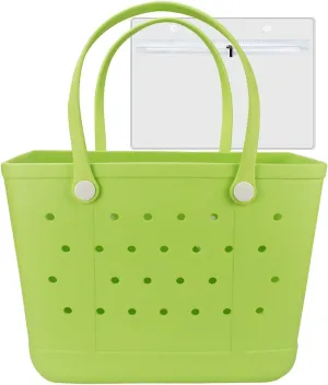 Large Open Rubber Tote Bag, Washable Beach Bags Waterproof Sandproof, Portable Outdoor Tote
