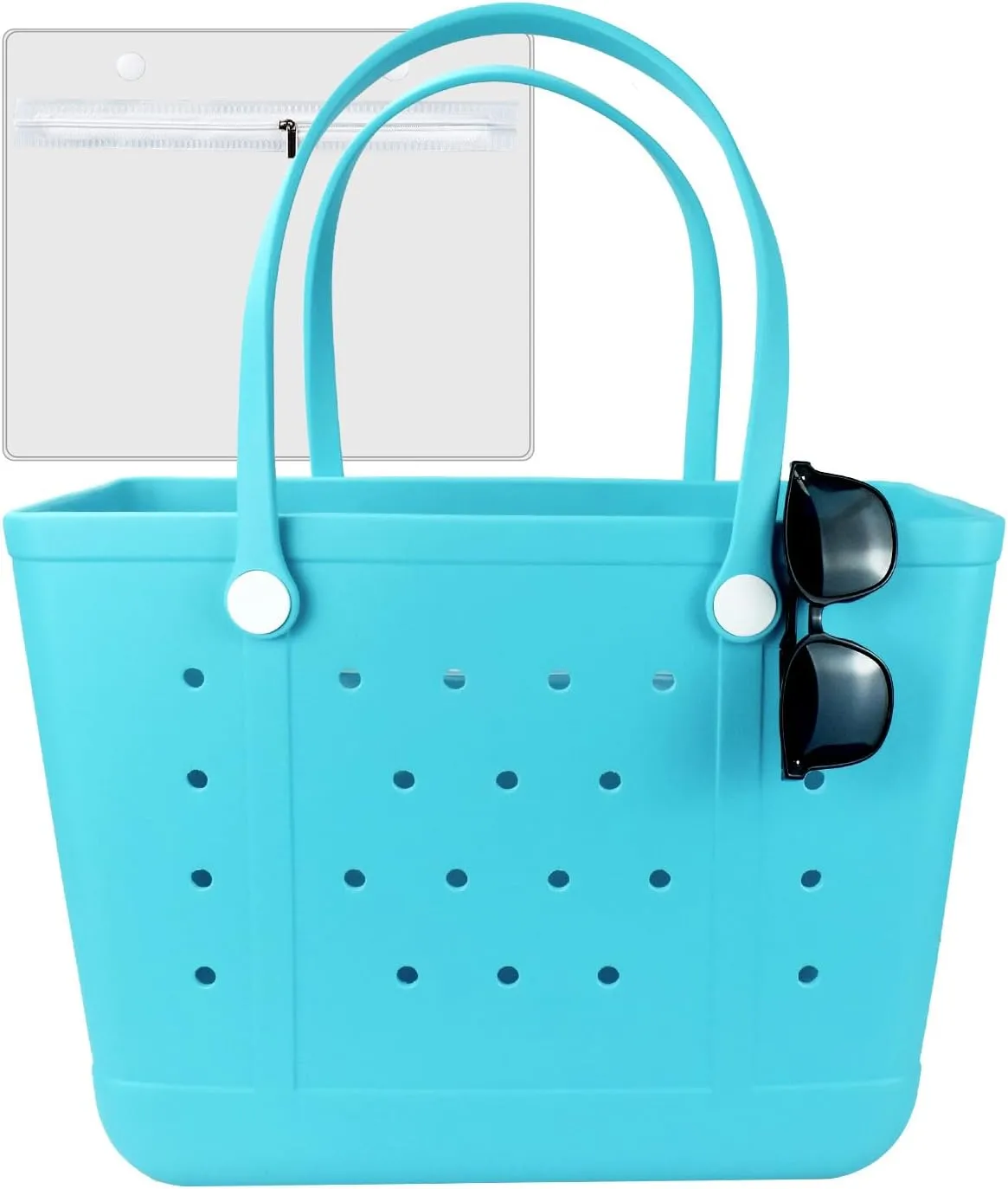 Large Open Rubber Tote Bag, Washable Beach Bags Waterproof Sandproof, Portable Outdoor Tote