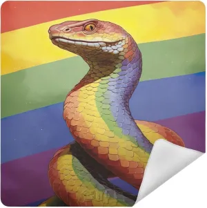 Lgbt Rainbow Snake Pride Magic Self-Adhesive Cloth Protective Camera Lens Wrapper for Photographers Anti-scratch Dustproof Lens Holders for Tablets Camera Lens DSLR Phones Accessories (17.7" x 17.7")