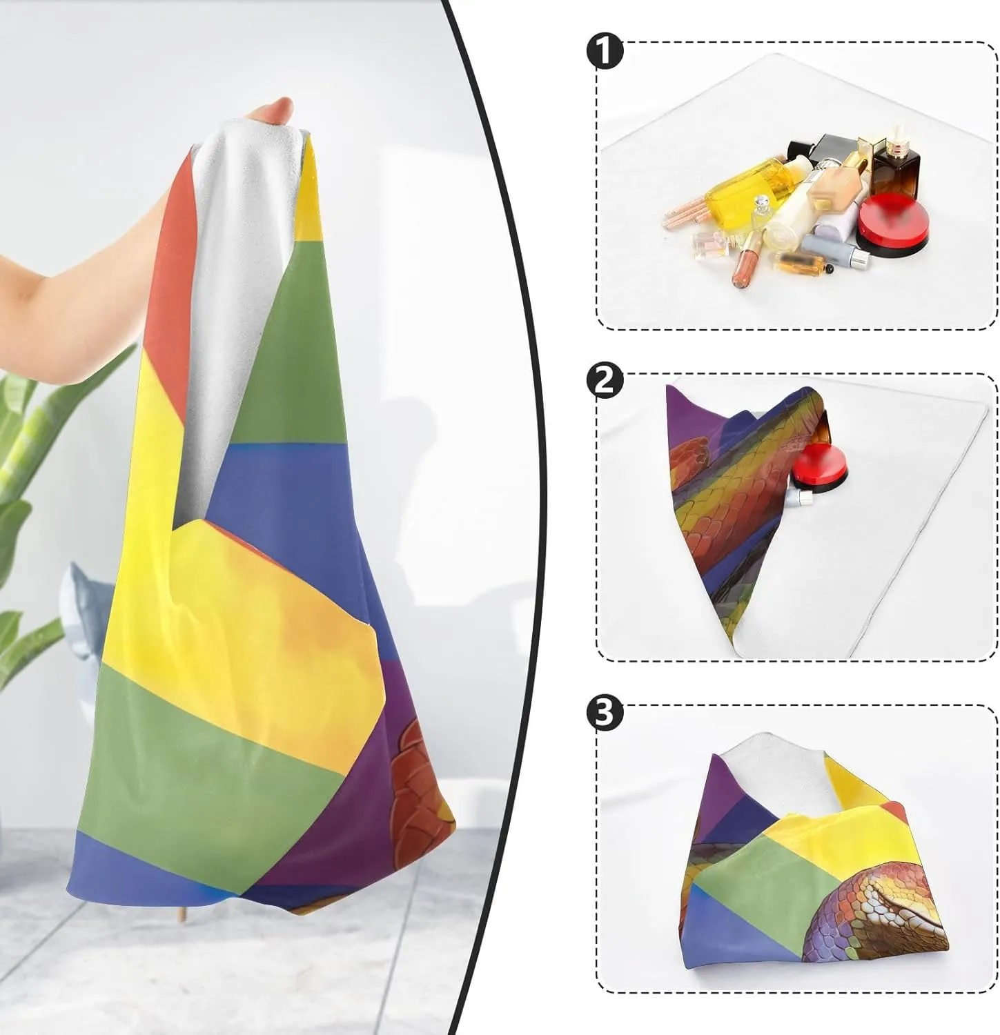 Lgbt Rainbow Snake Pride Magic Self-Adhesive Cloth Protective Camera Lens Wrapper for Photographers Anti-scratch Dustproof Lens Holders for Tablets Camera Lens DSLR Phones Accessories (17.7" x 17.7")