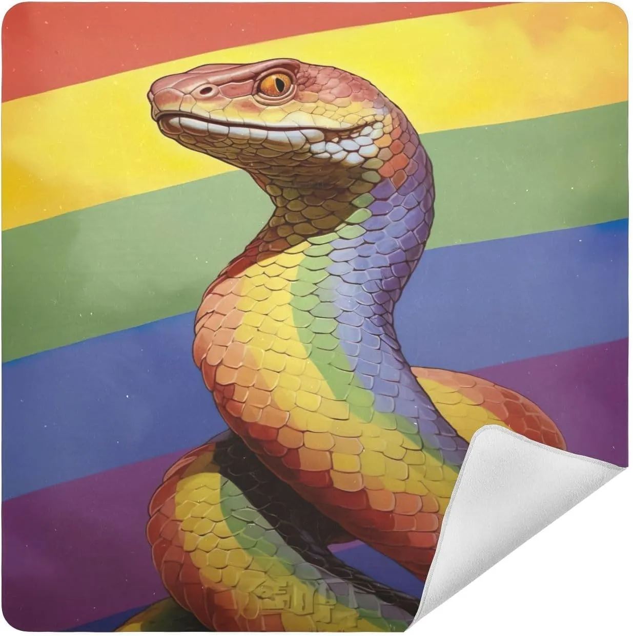 Lgbt Rainbow Snake Pride Magic Self-Adhesive Cloth Protective Camera Lens Wrapper for Photographers Anti-scratch Dustproof Lens Holders for Tablets Camera Lens DSLR Phones Accessories (17.7" x 17.7")