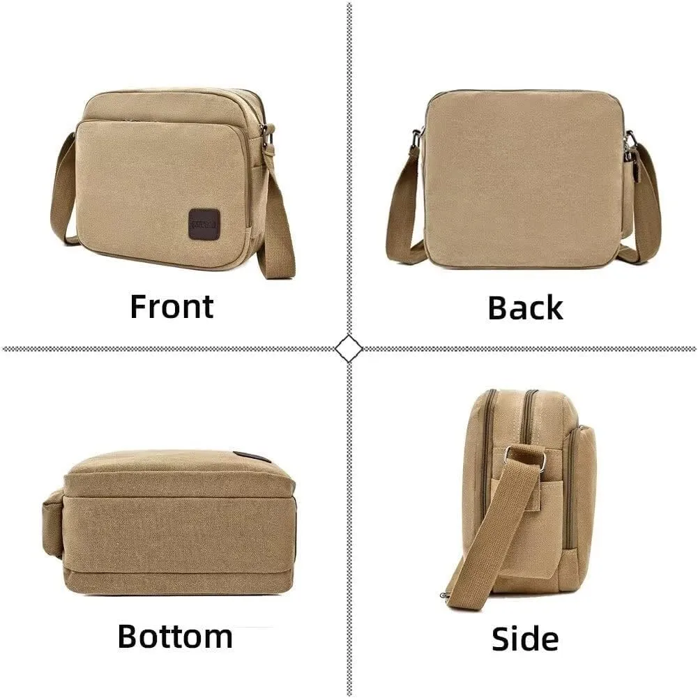 Lightweight Briefcase Multi-Pocket Tote Packet Men's Crossbody Canvas Shoulder Vintage Messenger Satchel