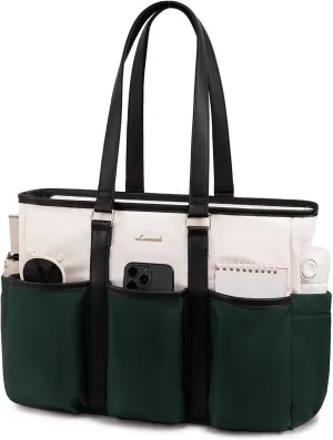 LOVEVOOK 17 Inch Laptop Tote Bag for Women Work, Teacher Tote Nurse Bag, Professional Utility Computer Bag For Work/Travel/College/Daily, Large Purse Handbag With Multi Pockets & Top Zipper