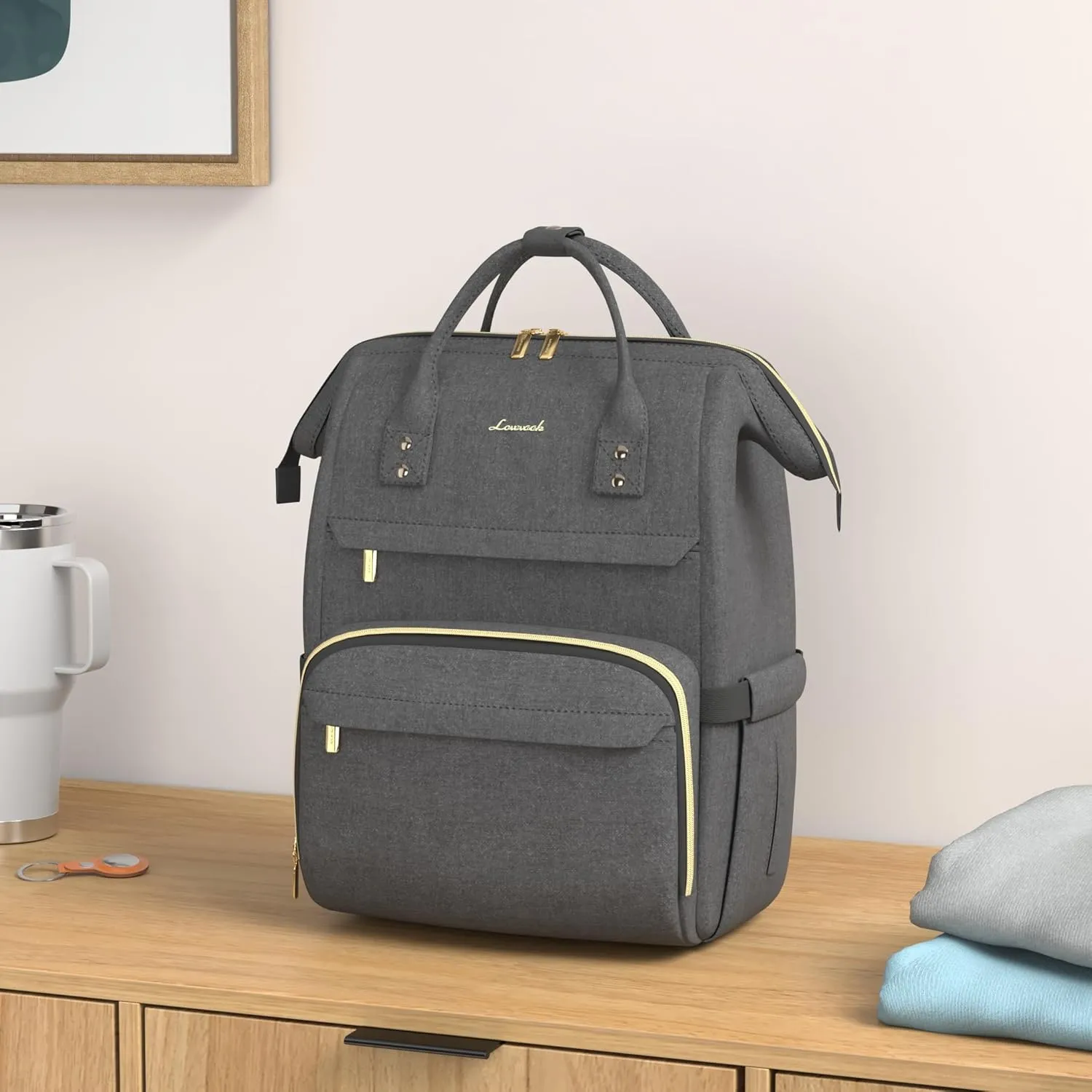 LOVEVOOK Laptop Backpack for Women,15.6 Inch Professional Womens Travel Backpack Purse Computer Laptop Bag Nurse Teacher Backpack,Waterproof College Work Bag Carry on Back Pack with USB Port,Dark Grey