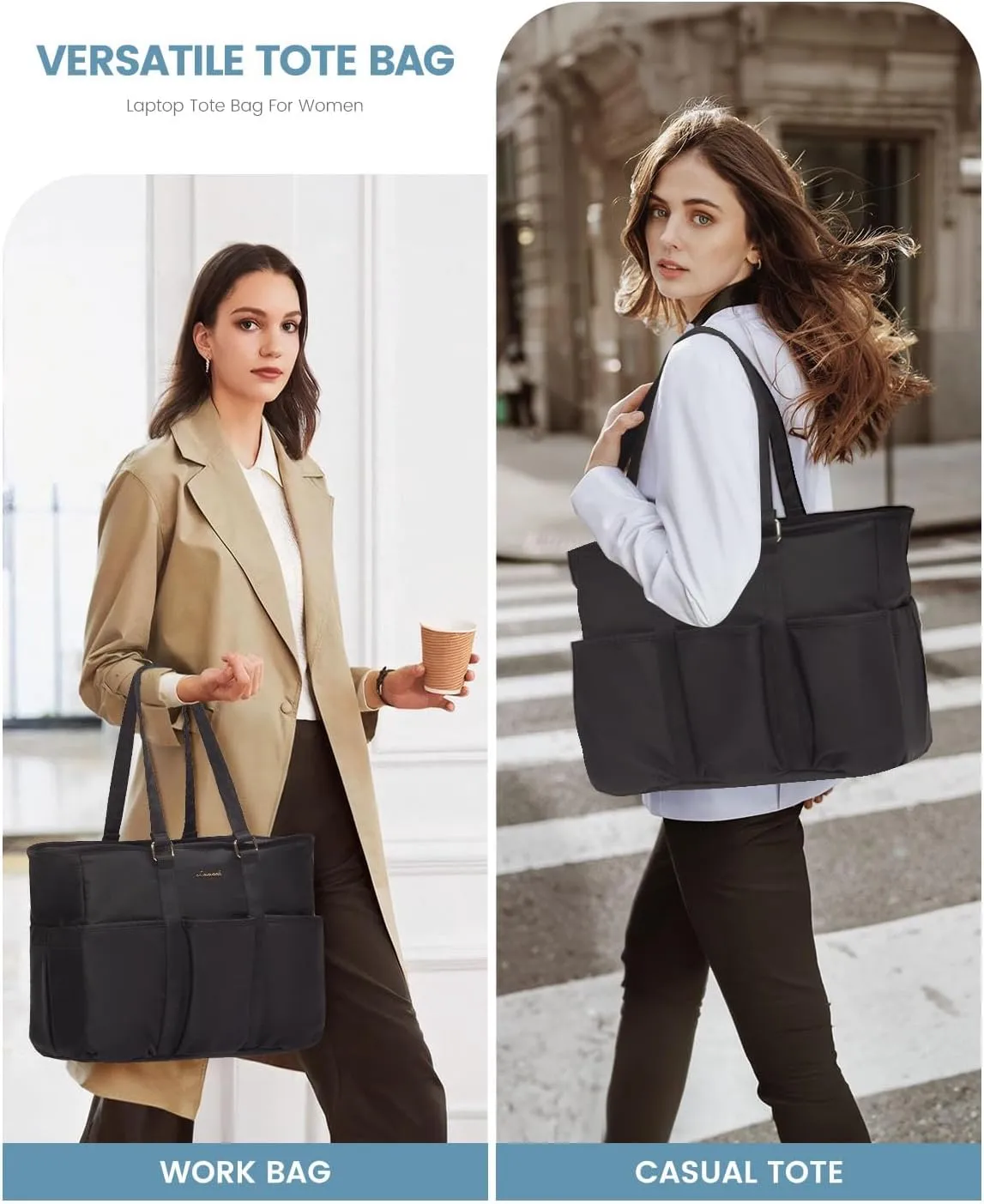 LOVEVOOK Work Tote Bag for Women, 15 Inch Laptop Bag for Women, Teacher Tote Bag Nurse Bag, Utility Bag For Work/Travel/College/Daily, Professional Computer Bag Large Purse Handbag With Multi Pocket